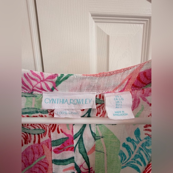 100% Linen Cynthia Rowley Multicolor Tropical Kimono Beach Pool cover up - Picture 6 of 9